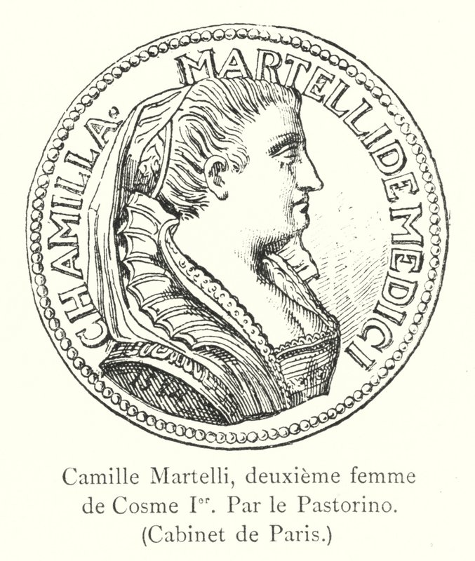 Camille Martelli, druhá manželka Cosima I, Pastorino, Cabinet de Paris (rytina) od Italian School