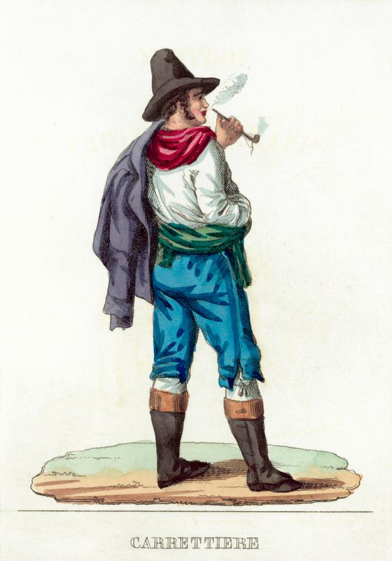 Carrettiere (barevné rytí) od Italian School