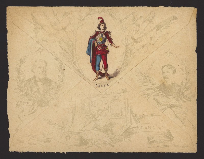 Cassio, z opery Giuseppe Verdiho Otello, založené na hře Williama Shakespeara (barevné lito) od Italian School