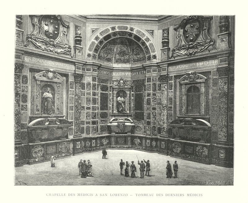 Kaple Medicejských v San Lorenzo, Hrobka Posledních Medicejských (rytina) od Italian School
