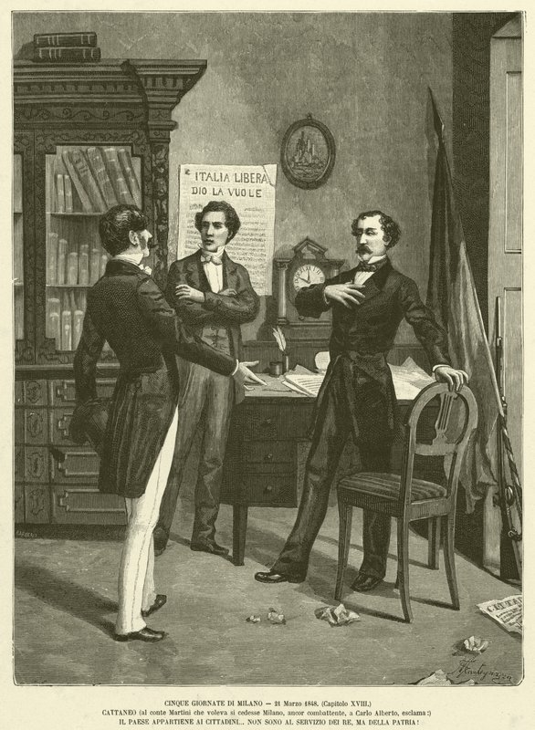 Pět dní Milána, 21. března 1848 (rytina) od Italian School