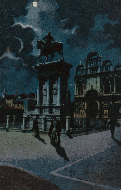 Pomník Colleoni, Benátky (barevná litografie) od Italian School