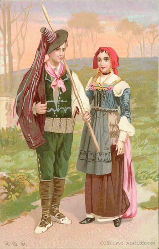 Abruzský kroj (chromolit) od Italian School