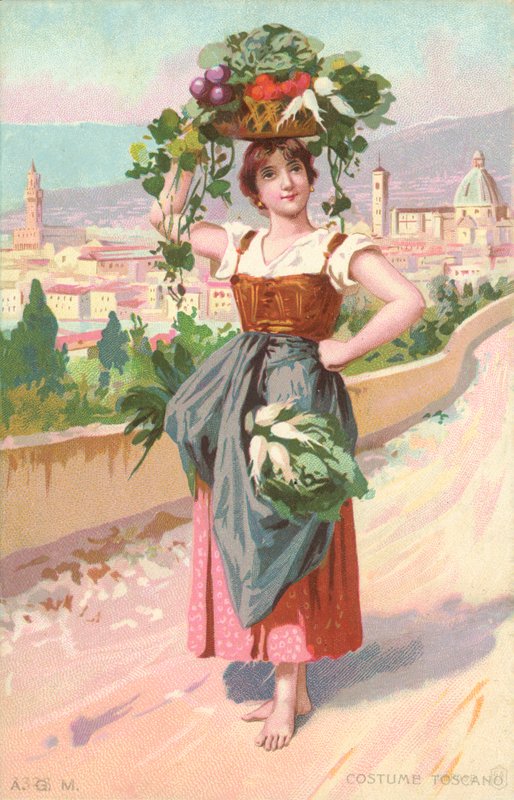 Toskánský kroj (chromolit) od Italian School