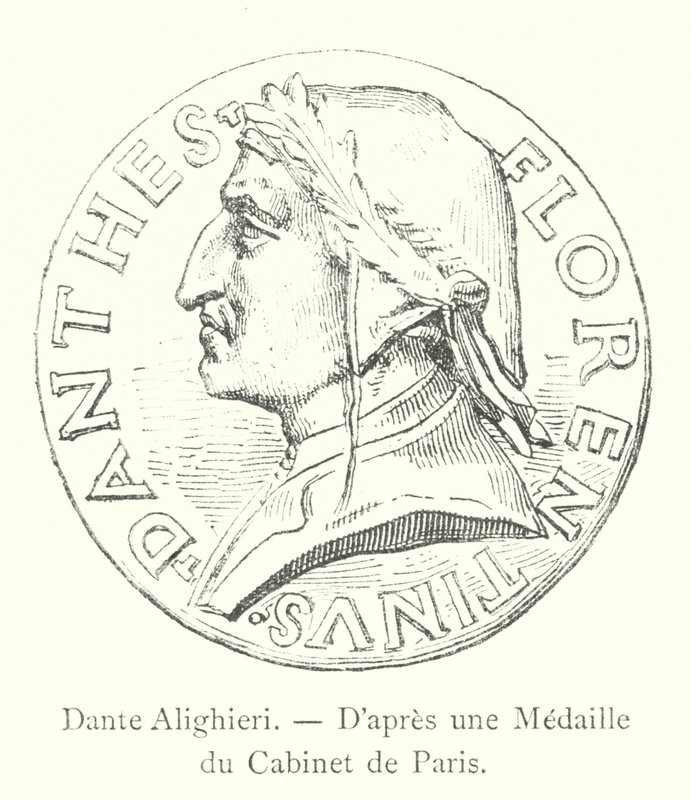Dante Alighieri, po medaili kabinetu Paříže (rytina) od Italian School