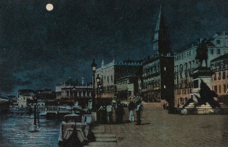 Dóžecí palác (barevná litografie) od Italian School