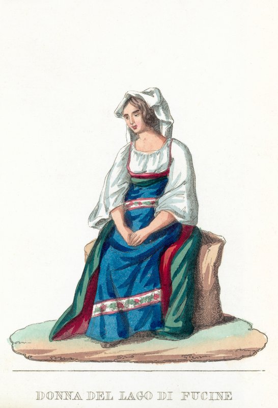 Donna Del Lago Di Fucine (barevná rytina) od Italian School