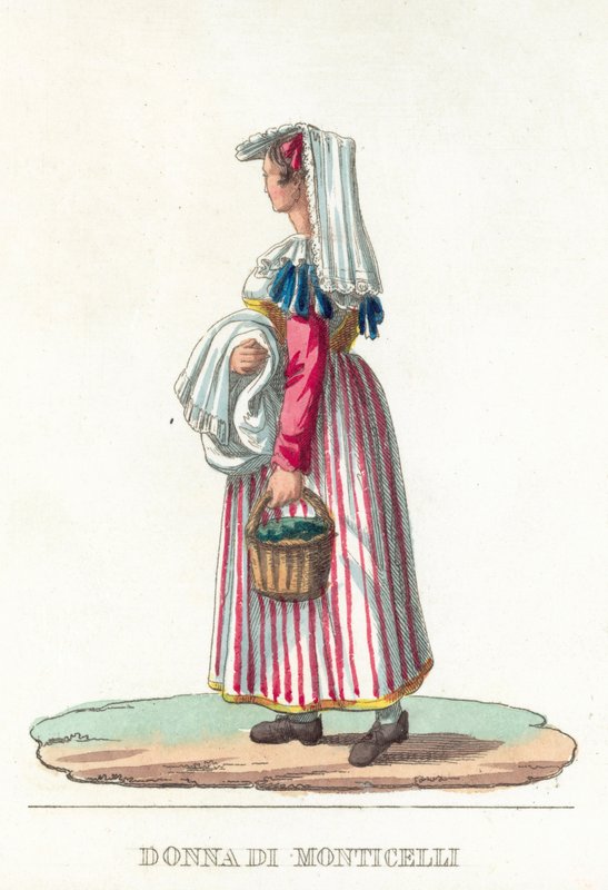 Donna Di Monticelli (barevná rytina) od Italian School