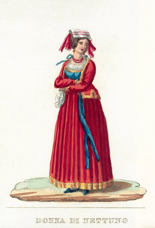 Žena z Neptuna (barevná rytina) od Italian School
