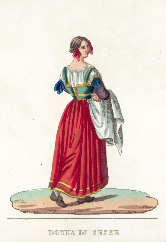 Donna Di Sezze (barevná rytina) od Italian School