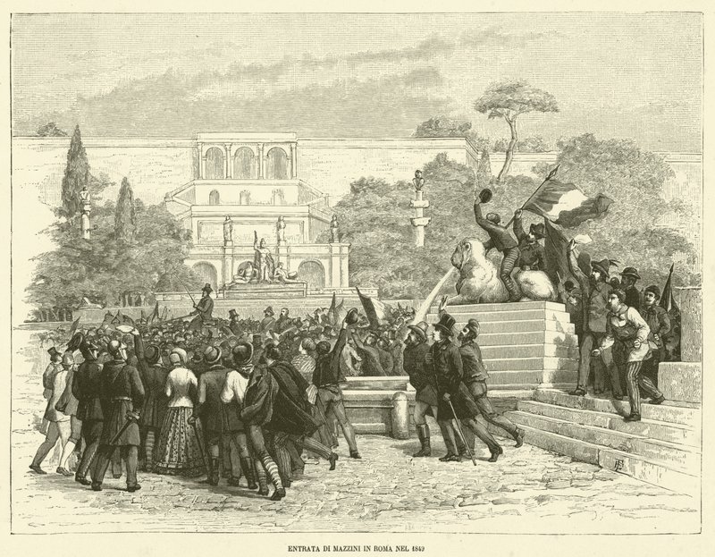 Vstup Mazziniho do Říma v roce 1849 (rytina) od Italian School