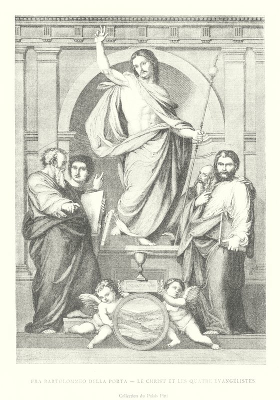 Fra Bartolommeo della Porta, Le Christ et les Quarte Evangelistes, Collection du Palais Pitti (rytina) od Italian School