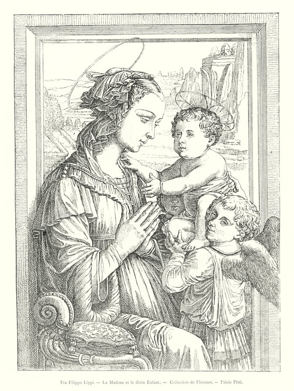 Fra Filippo Lippi, Madonna a Božské dítě, sbírka Florencie, Palazzo Pitti (rytina) od Italian School