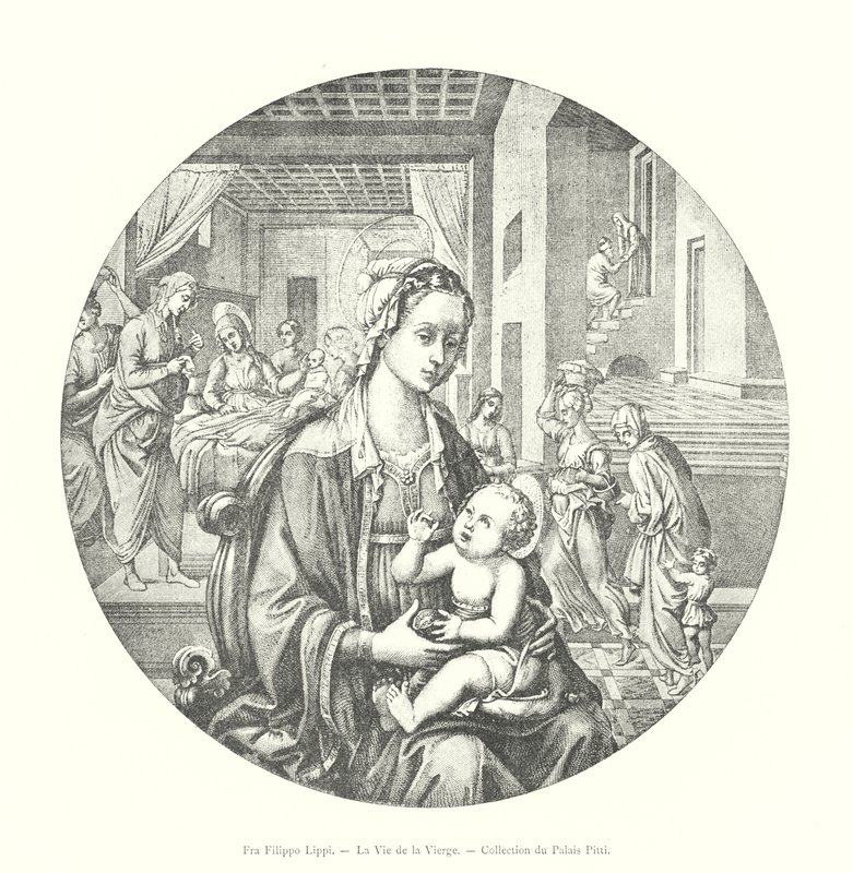 Fra Filippo Lippi, The Life of the Virgin, Pitti Palace Collection (rytina) od Italian School