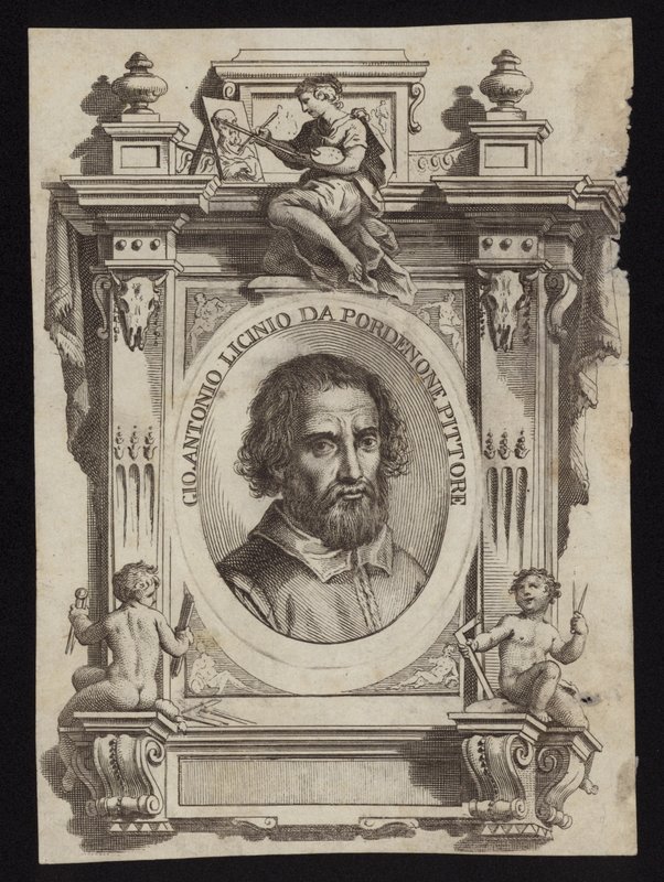 Giovanni Antonio de Sacchis, také známý jako Il Pordenone a Giovanni Antonio Licinio. Rytina Giorgio Vasari od Italian School