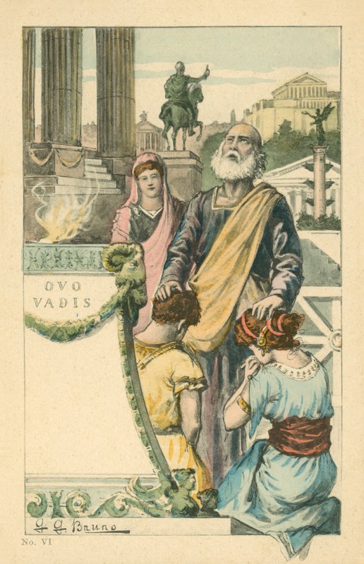 Ilustrace k románu Quo Vadis Henryka Sienkiewicze (barevná litografie) od Italian School