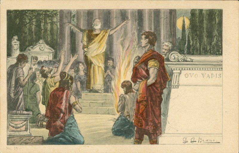 Ilustrace k románu Quo Vadis Henryka Sienkiewicze (barevná litografie) od Italian School