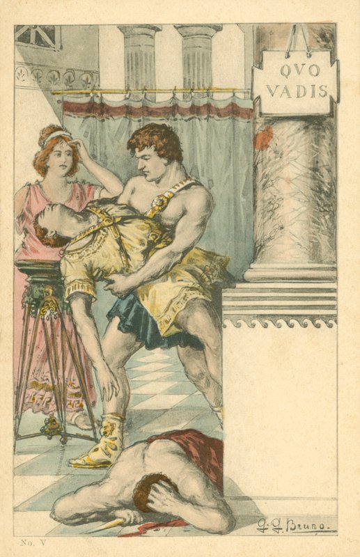 Ilustrace k románu Quo Vadis Henryka Sienkiewicze (barevná litografie) od Italian School