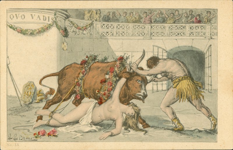 Ilustrace k románu Quo Vadis Henryka Sienkiewicze (barevná litografie) od Italian School