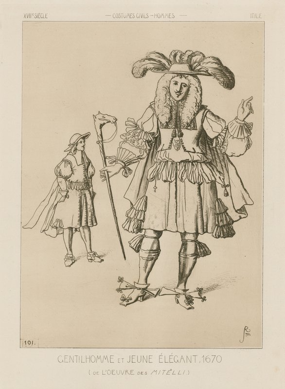Italský gentleman a elegantní mladý muž, 1670 od Italian School