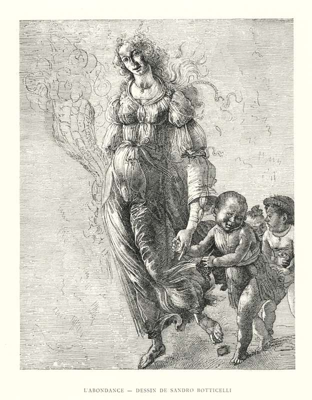 Hojnost, Kresba Sandro Botticelli (rytina) od Italian School