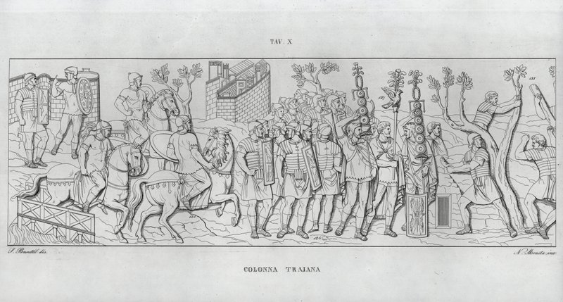 La Colonna Trajana, Trajánův sloup (rytina) od Italian School