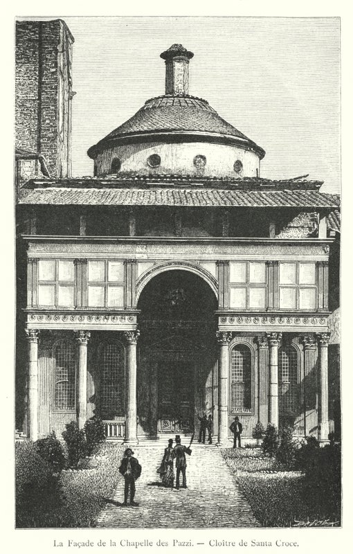 Fasáda kaple Pazzi, klášter Santa Croce (rytina) od Italian School