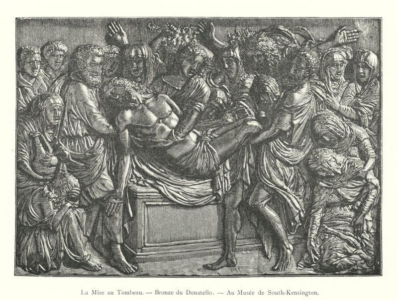 The Entombment, Bronz od Donatella, v muzeu South-Kensington (rytina) od Italian School