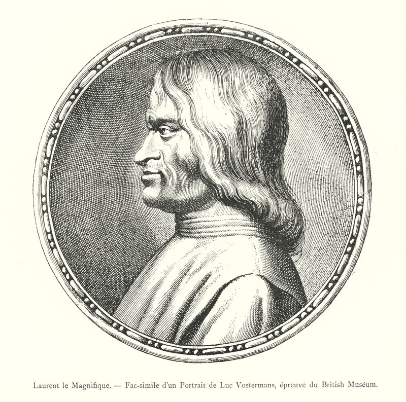 Lawrence the Magnificent, Faksimile portrétu Luca Vostermanse, důkaz Britského muzea (rytina) od Italian School