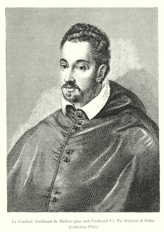 Le Cardinal Ferdinand de Medici, plus zesnulý Ferdinand Ier, Par Scipione di Gaeta, Collection Pitti (rytina) od Italian School