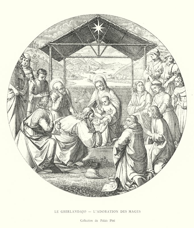 Ghirlandajo, Klanění tří králů, Pitti Palace Collection (rytina) od Italian School