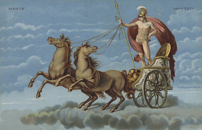 Mars na voze (barevná litografie) od Italian School
