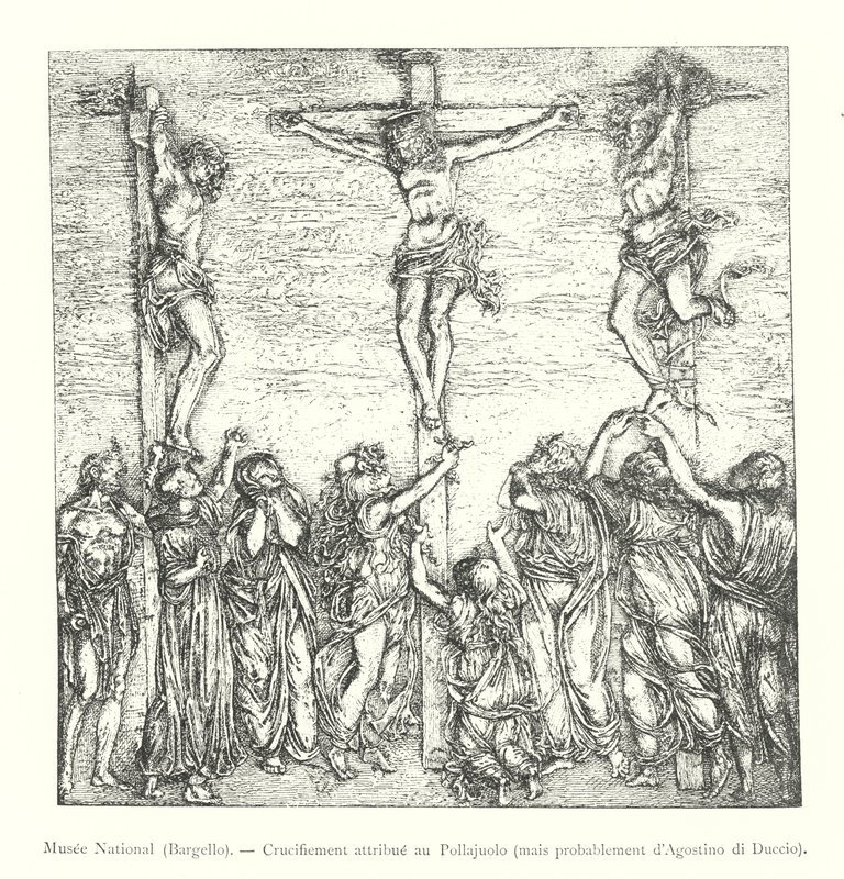 Národní muzeum, Bargello, Ukřižování připisované Pollajuolovi, ale pravděpodobně Agostino di Duccio (rytina) od Italian School
