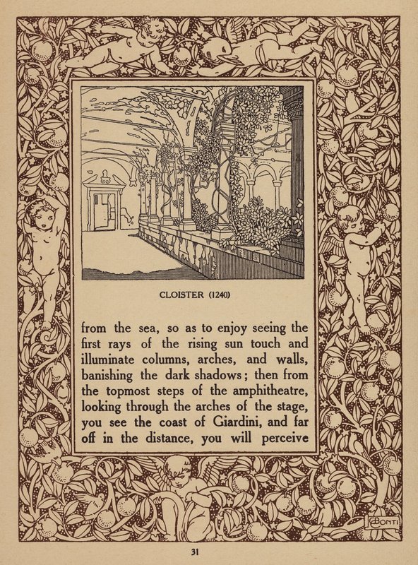 Stránka z prospektu hotelu San Domenico Palace, Taormina (litografie) od Italian School
