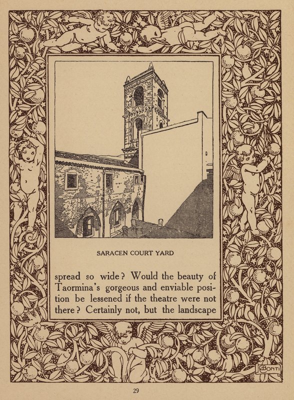 Stránka z prospektu hotelu San Domenico Palace, Taormina (litografie) od Italian School