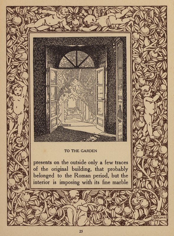Stránka z prospektu hotelu San Domenico Palace, Taormina (litografie) od Italian School