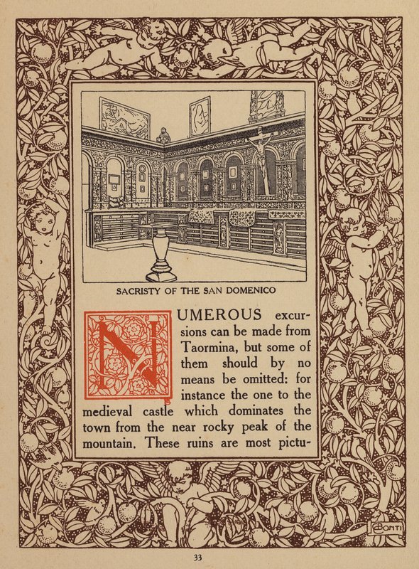 Stránka z prospektu hotelu San Domenico Palace, Taormina (litografie) od Italian School