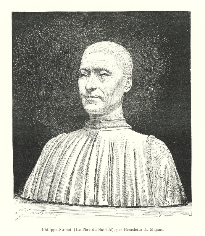 Philippe Strozzi, Le Pere du Suicide, par Benedetto da Majano (rytina) od Italian School