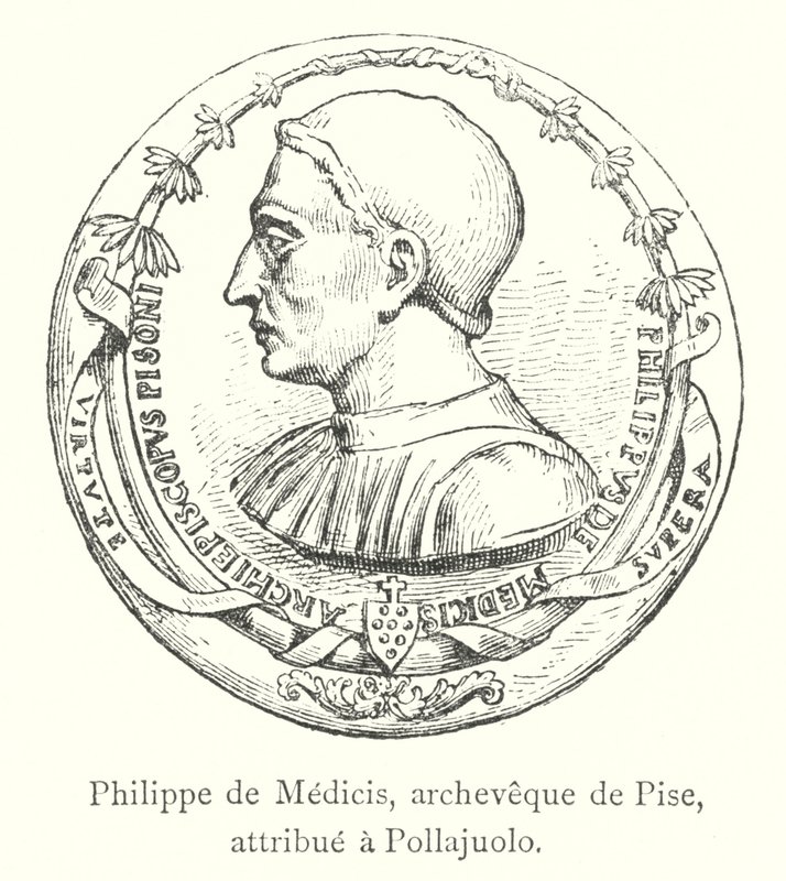 Philippe de Medici, archèveque de Pise, atribut Pollaiuolovi (rytina) od Italian School
