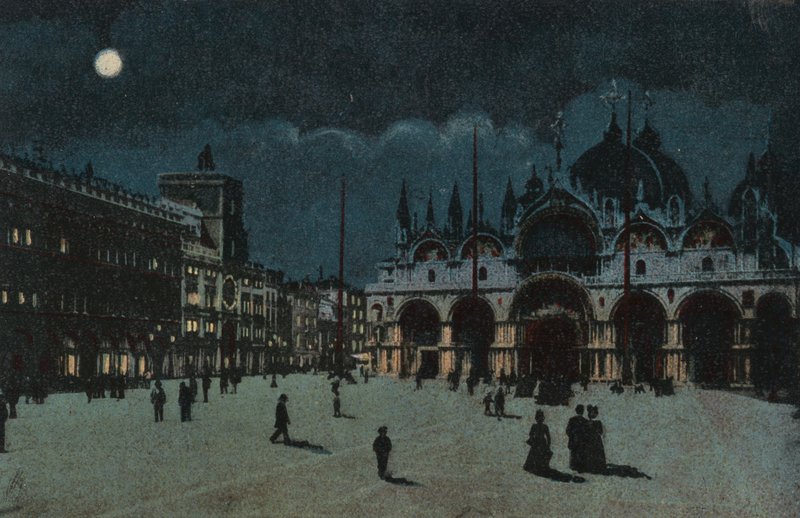 Náměstí svatého Marka (barevná litografie) od Italian School