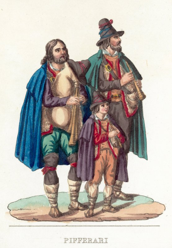 Pifferari (barevná rytina) od Italian School