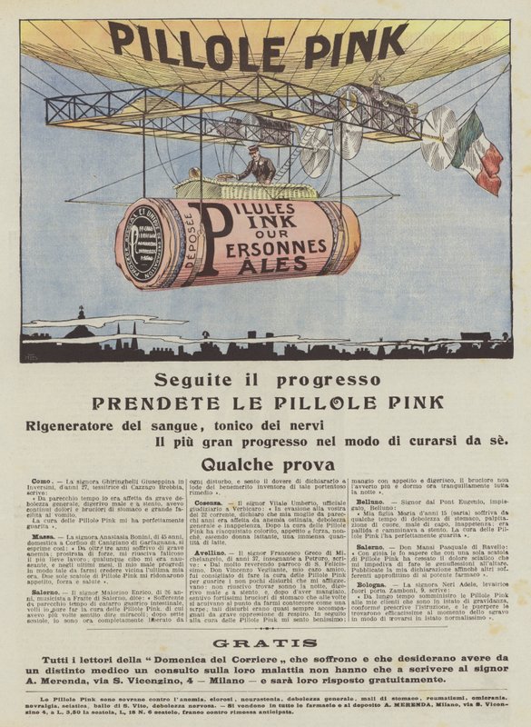 Růžové pilulky (barevná litografie) od Italian School