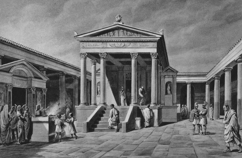 Pompeje: Chrám Isis (litho) od Italian School