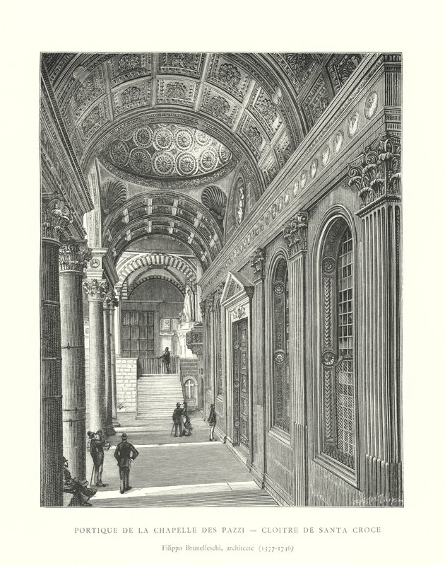 Portico of the Chapel of the Pazzi, klášter Santa Croce, Filippo Brunelleschi, architekt od Italian School