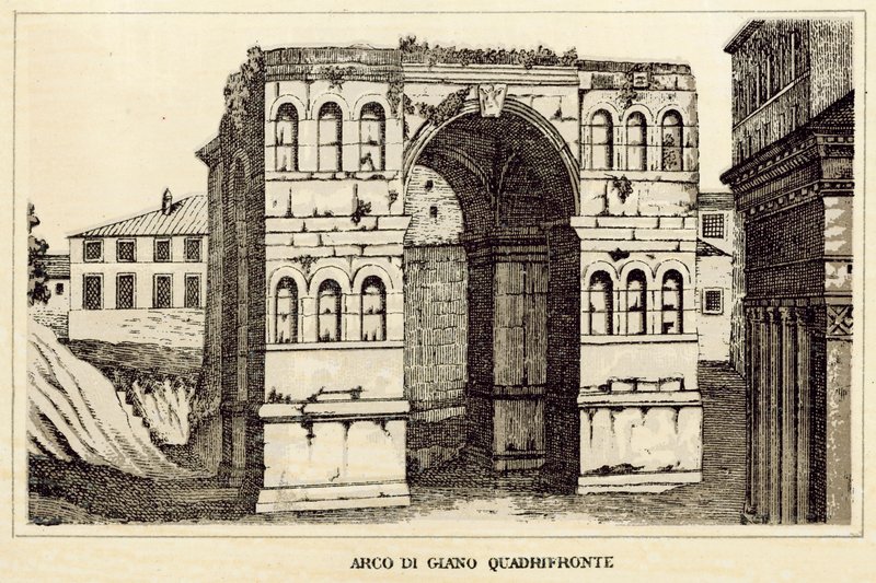 Řím: Janův oblouk Quadrifronte (litho) od Italian School