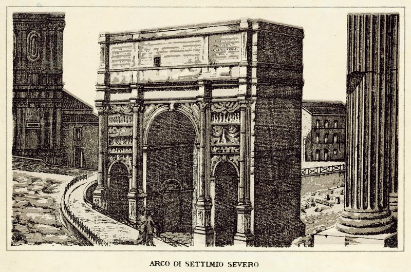 Řím: Oblouk Septimia Severa (litho) od Italian School
