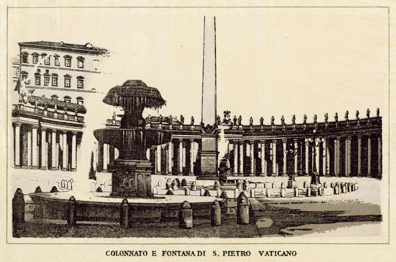 Řím: Kolonáda a fontána svatého Petra Vatikán (litho) od Italian School