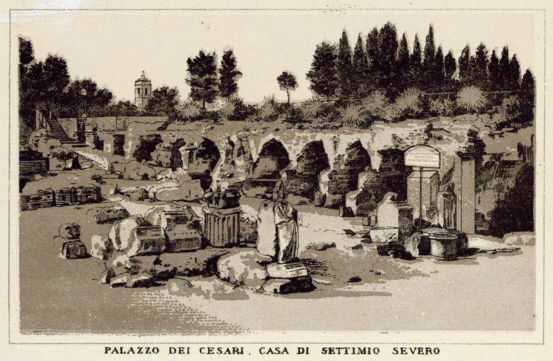 Řím: Palazzo Dei Cesari, Dům Septimia Severa (litho) od Italian School