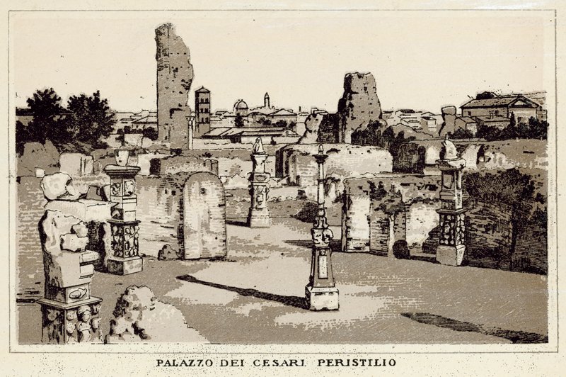 Řím: Palazzo Dei Cesari, Peristyle (litho) od Italian School