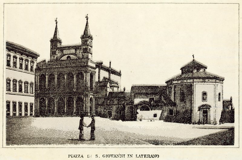 Řím: Piazza Di S Giovanni Laterano (litho) od Italian School